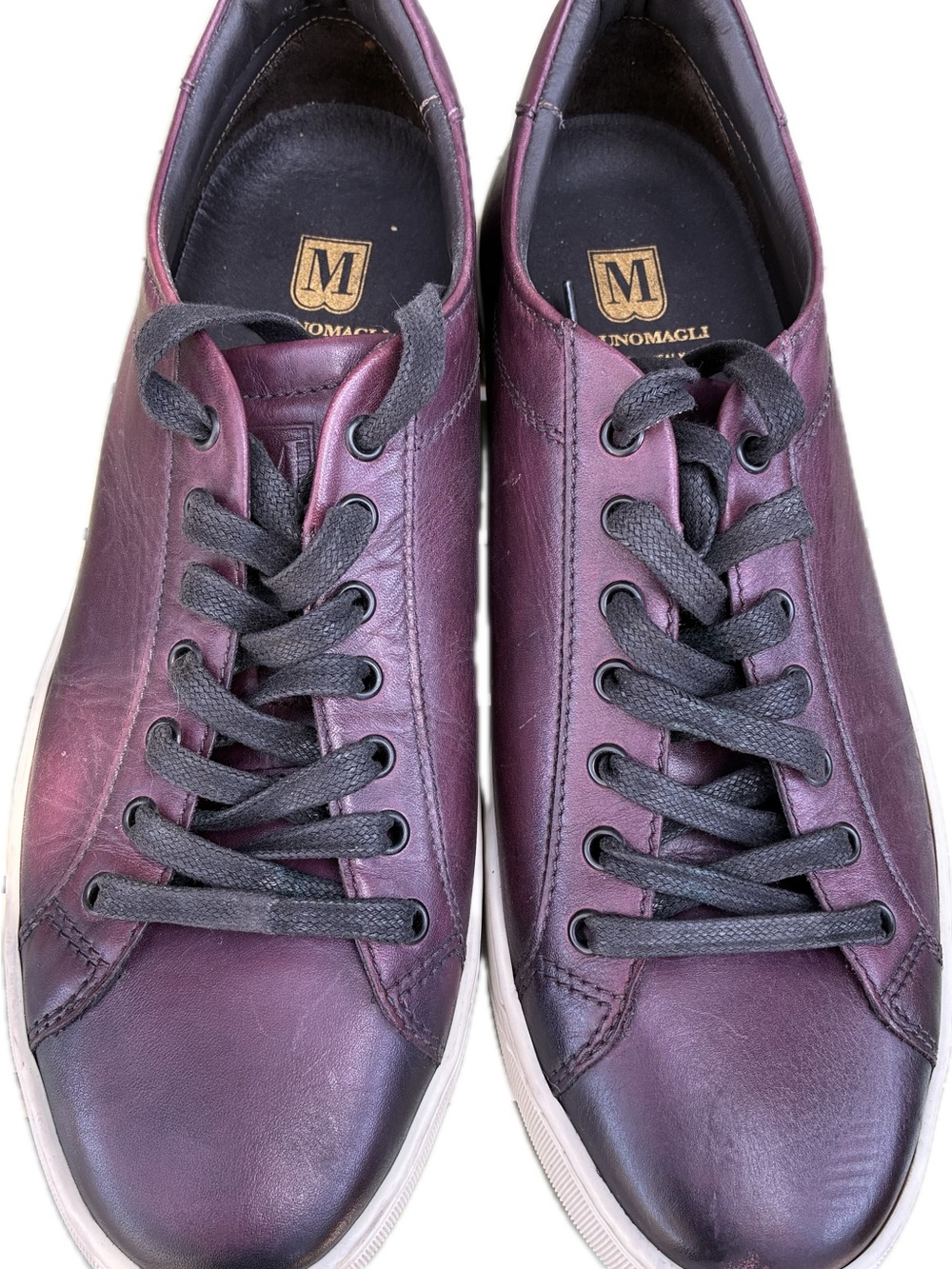 Bruno Magli Men's Leather Sneakers in Burgundy with Black Laces